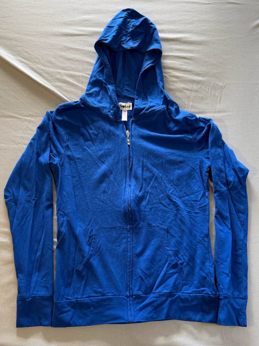 Solar Women’s Lightweight Full Zip Hoodie Jacket Blue Size Small New W/O Tags